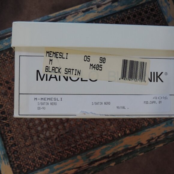 MANOLO BLAHNIK BOX & Dust Bag Memesli Black Satin Authentic Empty Shoe Box - Picture 5 of 7